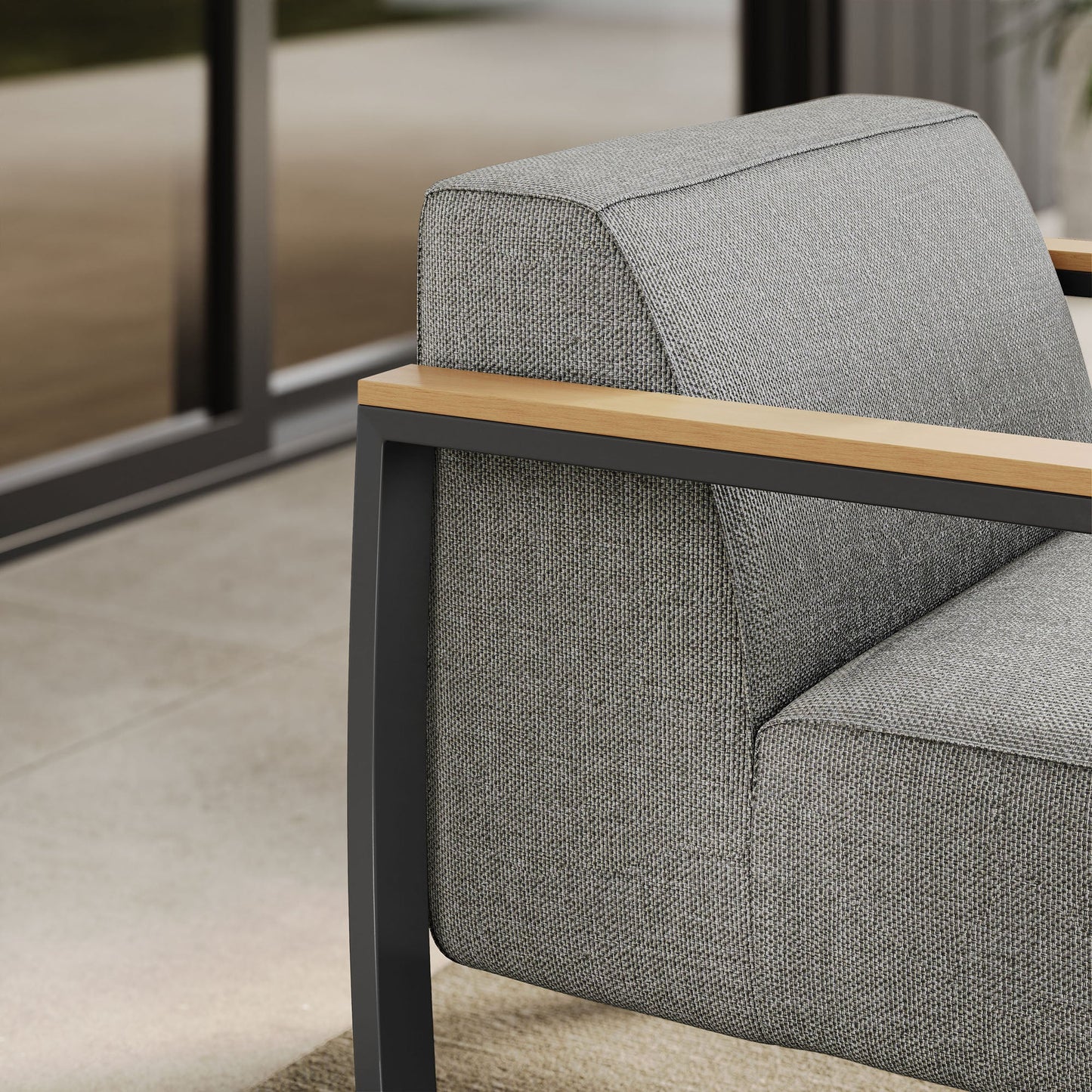 Sauve Outdoor Patio Aluminum and Fabric Armchair by Modway EEI-6947-CHA-LGR