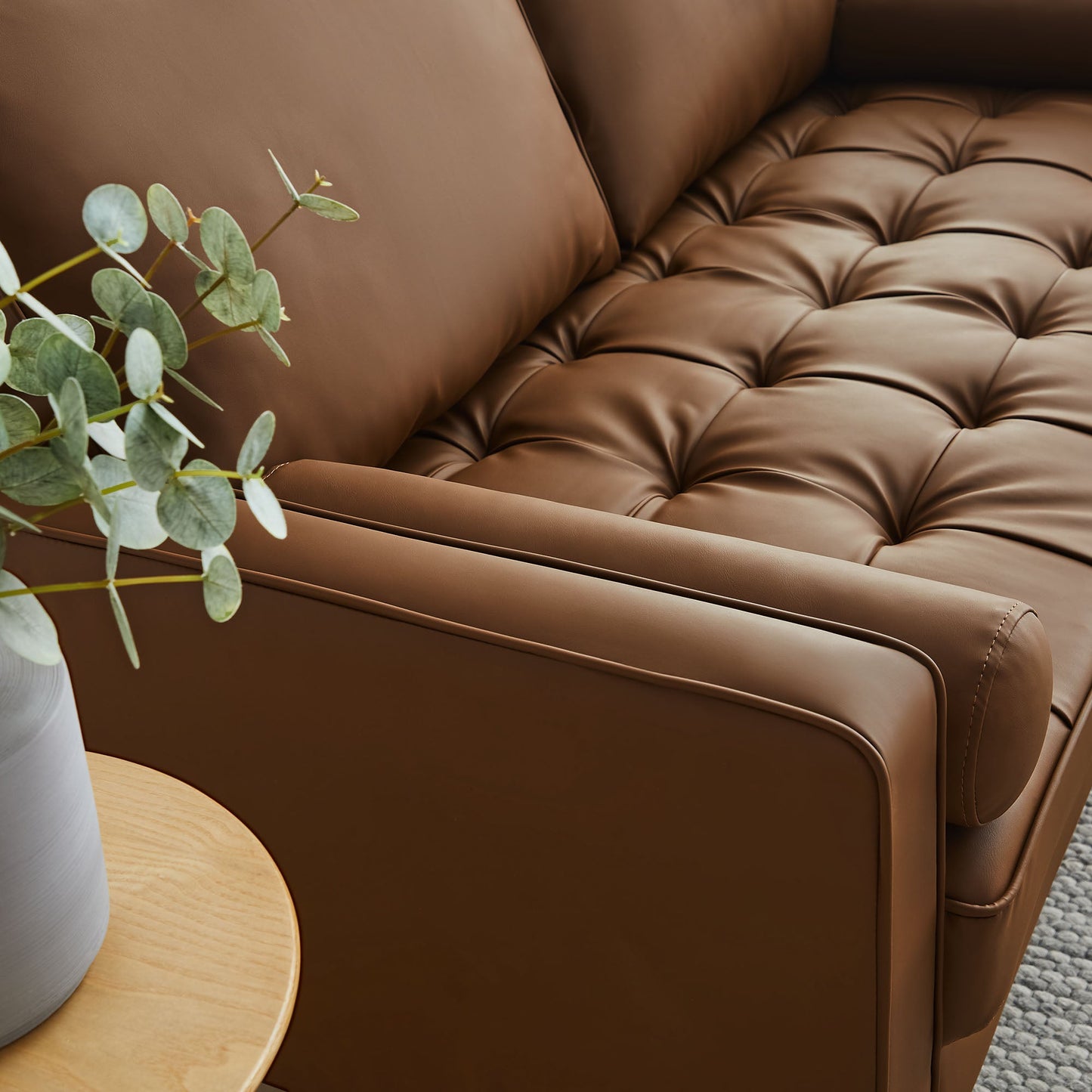 Valour Tufted Vegan Leather Loveseat by Modway EEI-6972-BRN