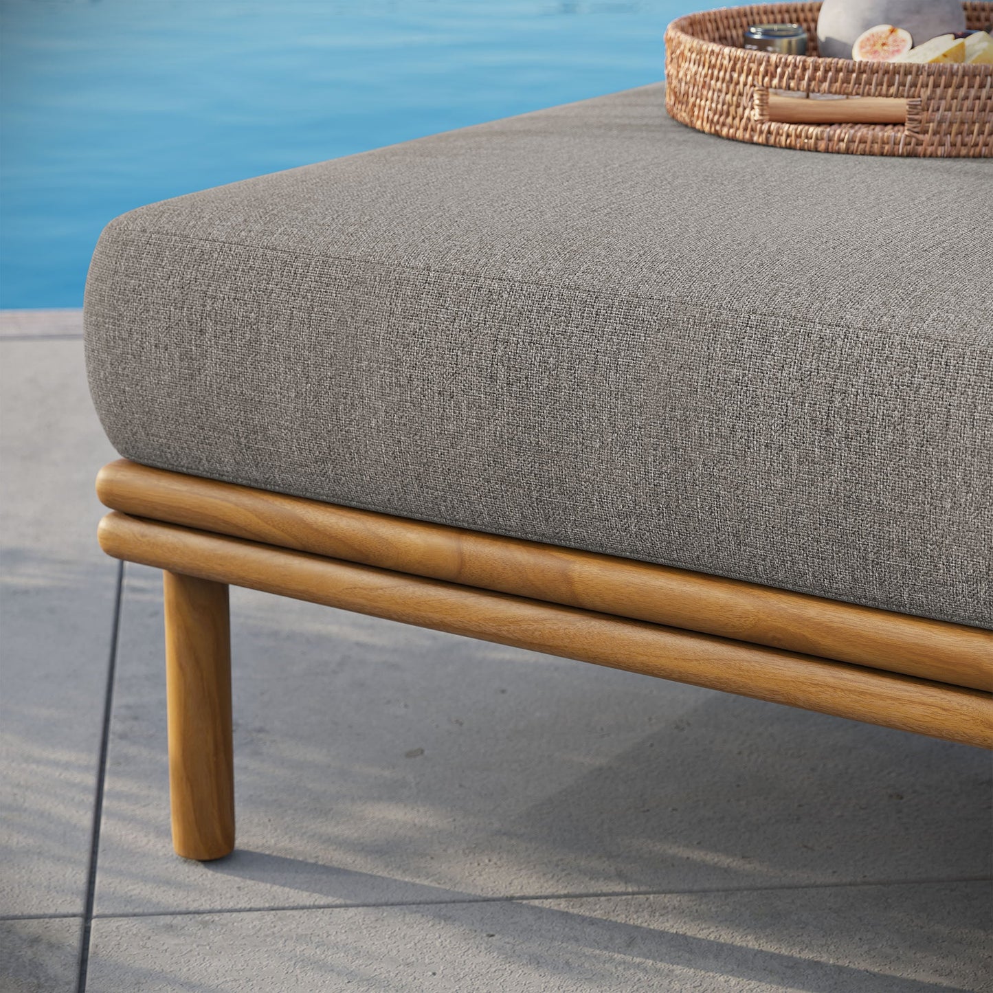 Wren Outdoor Patio Teak Wood Ottoman by Modway EEI-7009-NAT-DRI