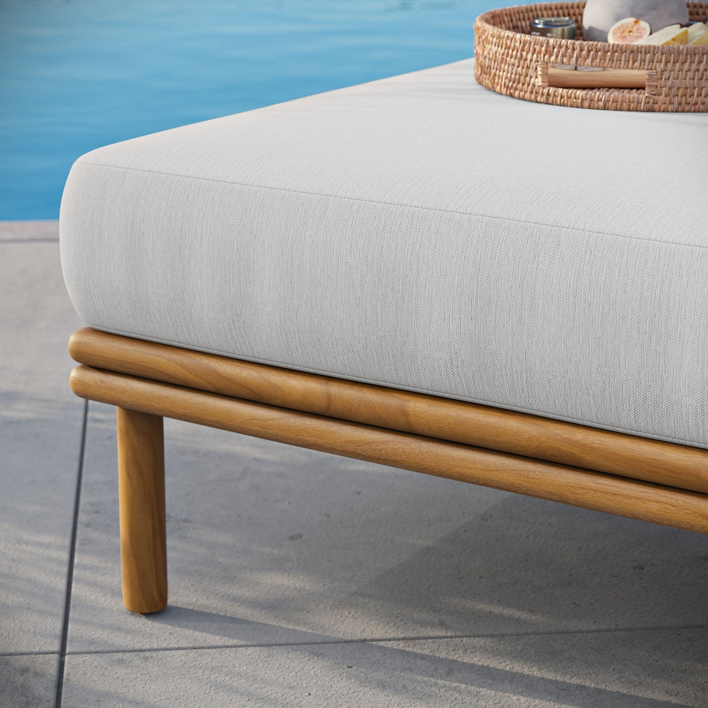 Wren Outdoor Patio Teak Wood Ottoman by Modway EEI-7009-NAT-SAI