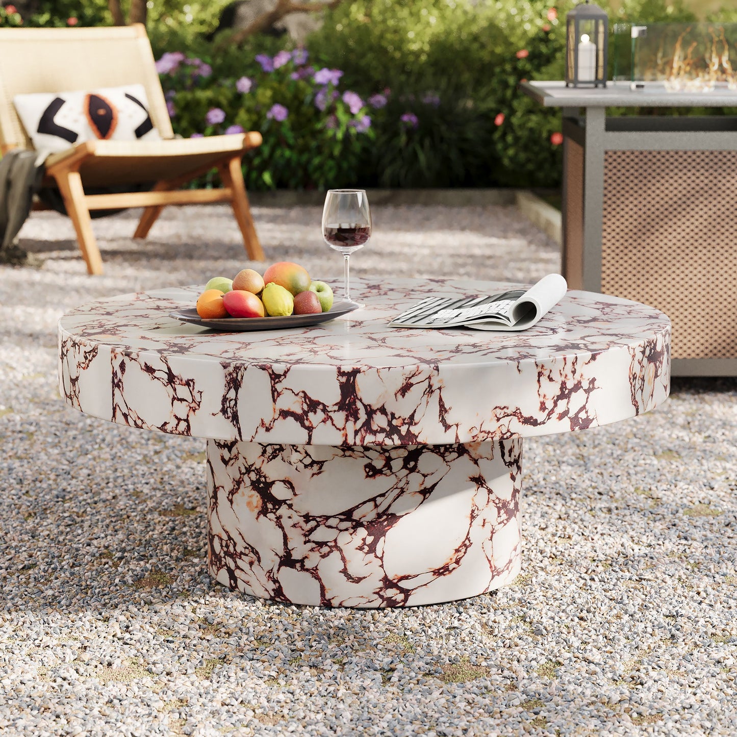 Alora Indoor - Outdoor Patio Concrete Round Coffee Table by Modway EEI-7091-RED