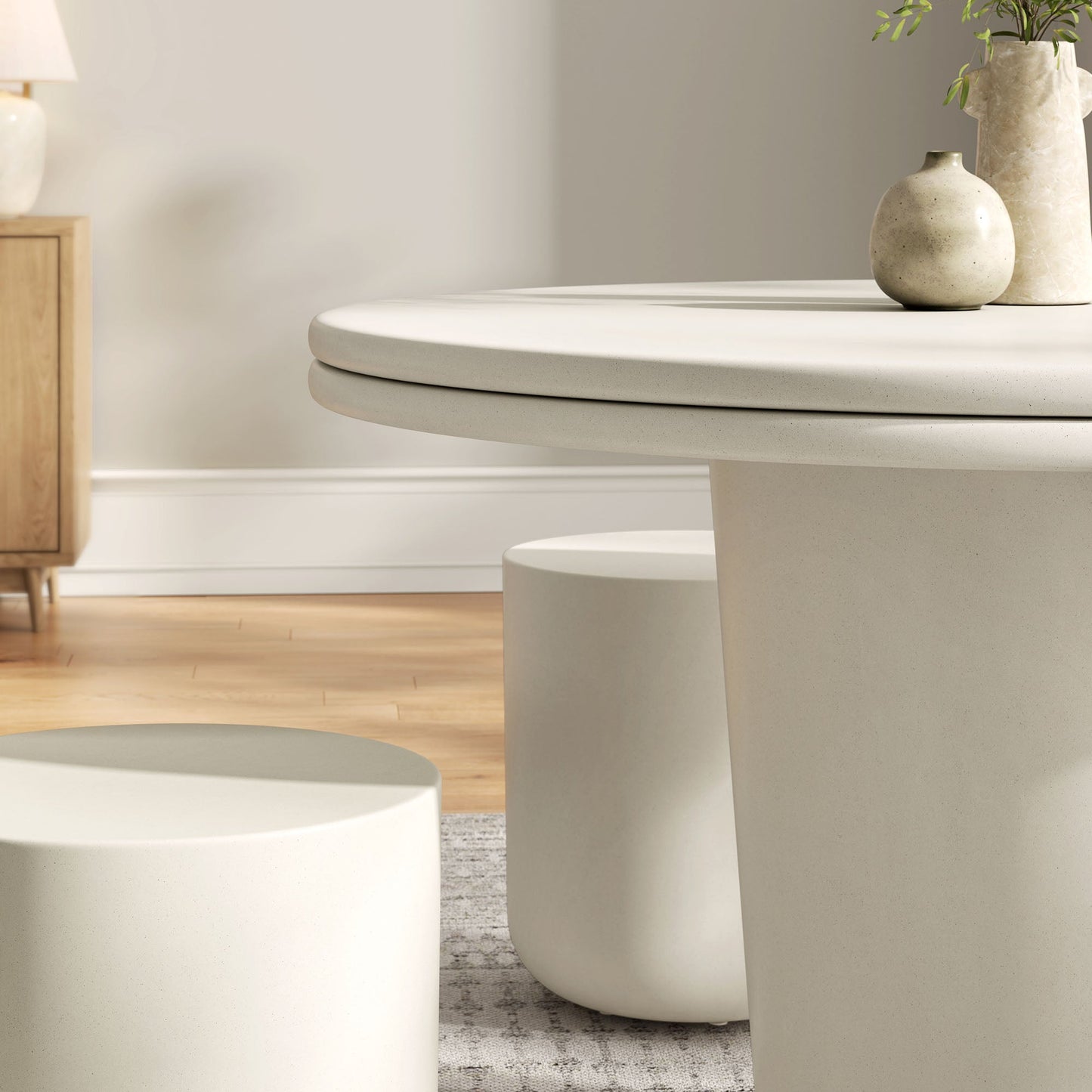 Brion Indoor - Outdoor Patio Concrete 5 Piece Dining Table Set by Modway EEI-7172-WHI