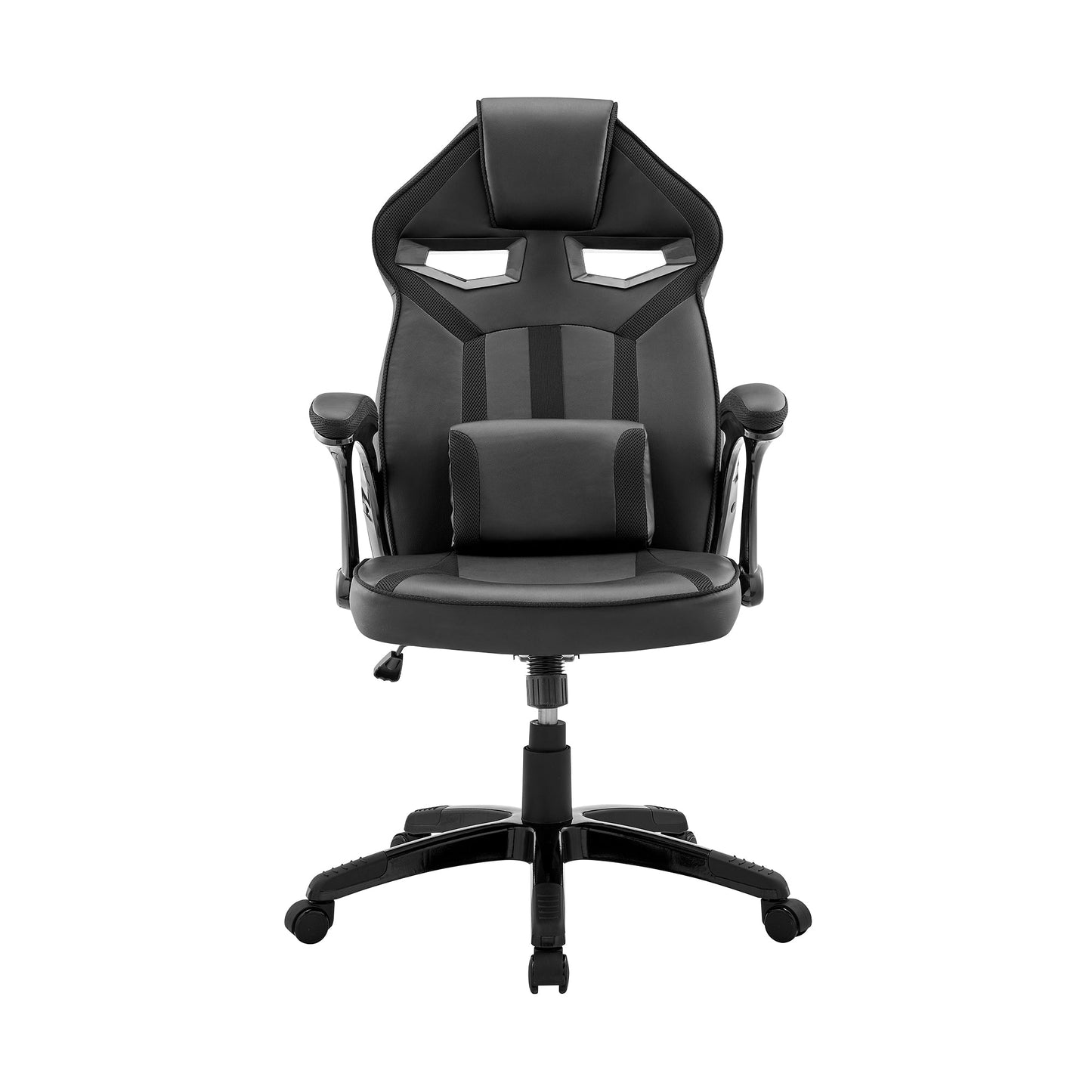 Aspect Adjustable Racing Gaming Chair in Black Faux Leather and Mesh with Lumbar Support Pillow