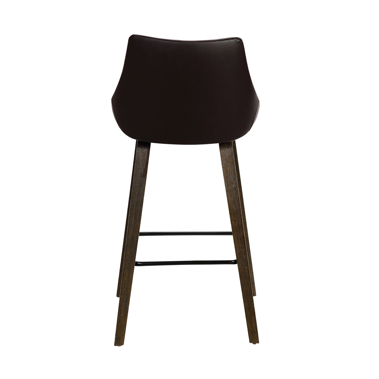 Dani 26" Velvet and Faux Leather Barstool in Wood Finish