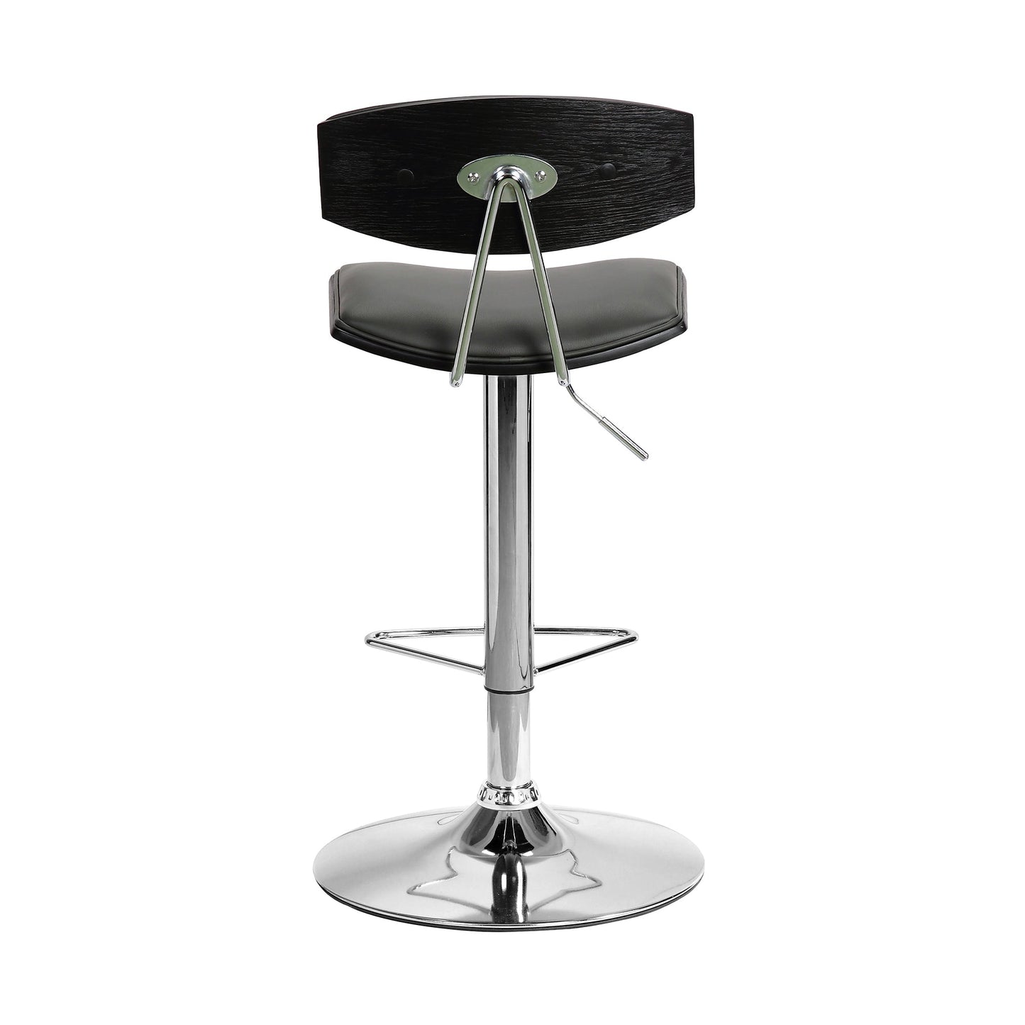 Erik Adjustable Gray Faux Leather Swivel Barstool with Chrome Base