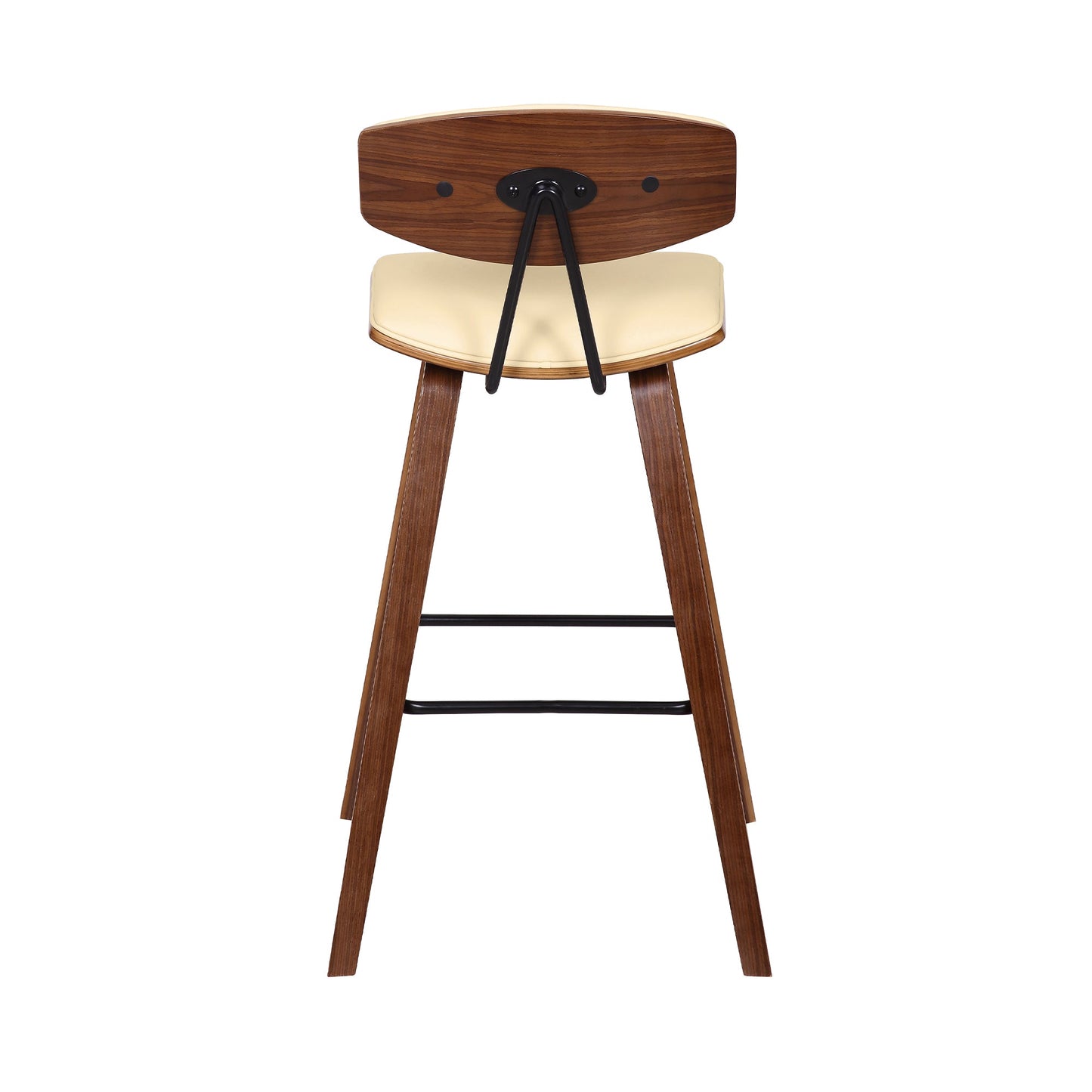 Fox Mid-Century Modern Bar Stool - Counter and Bar Height, Faux Leather and Wood