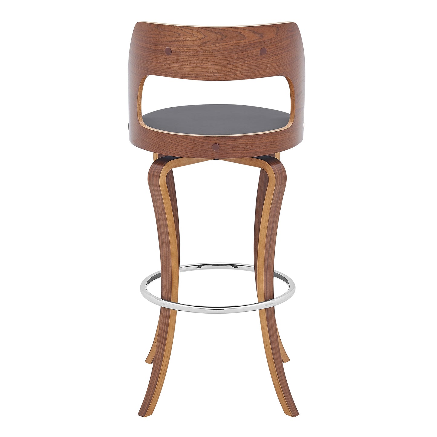 Grady Swivel Faux Leather and Walnut Wood Bar Stool