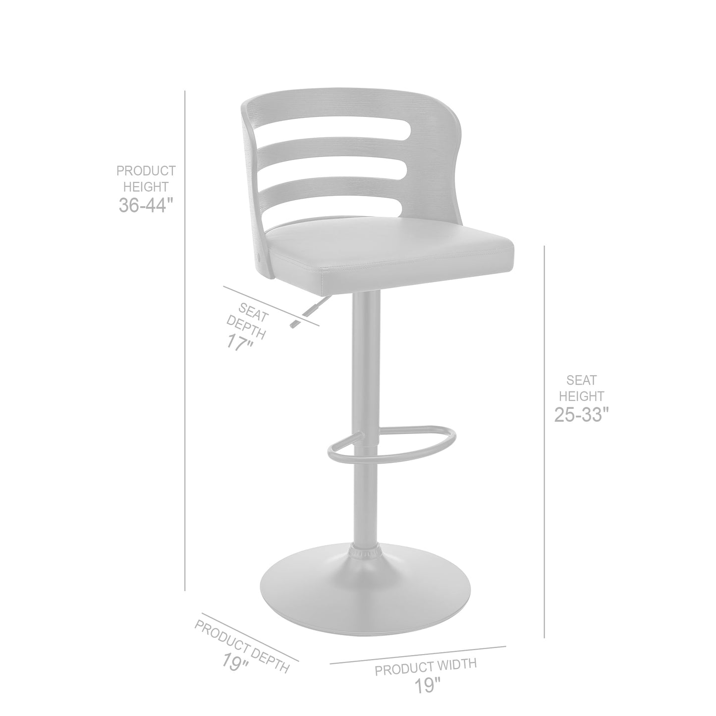 Khalia Adjustable Swivel Faux Leather and Wood Bar Stool with Chrome and Black Base