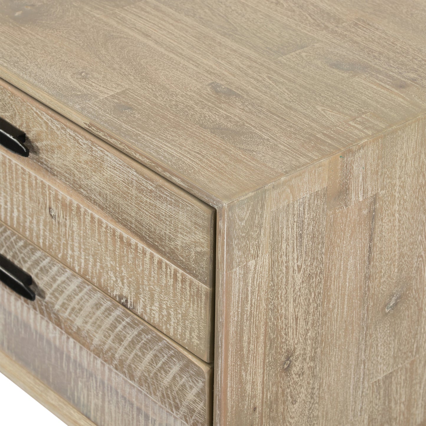 Baly Acacia Mid-Century Gray 2 Drawer Night stand