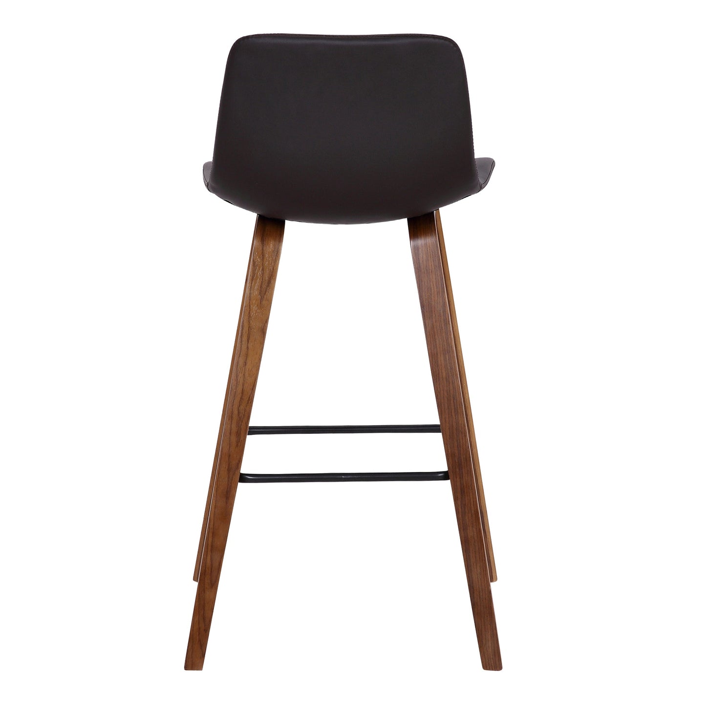 Maddie Contemporary 26" Barstool in Walnut Wood Finish and Brown Faux Leather