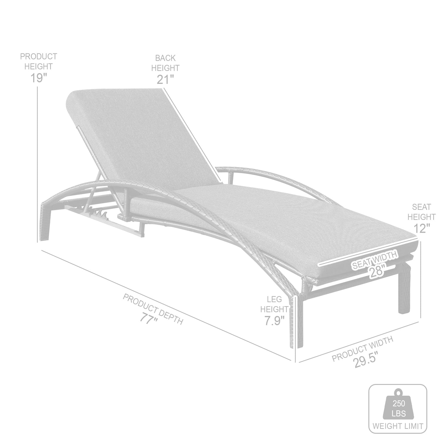 Mahana Adjustable Patio Outdoor Chaise Lounge Chair in Black Wicker with Charcoal Cushions