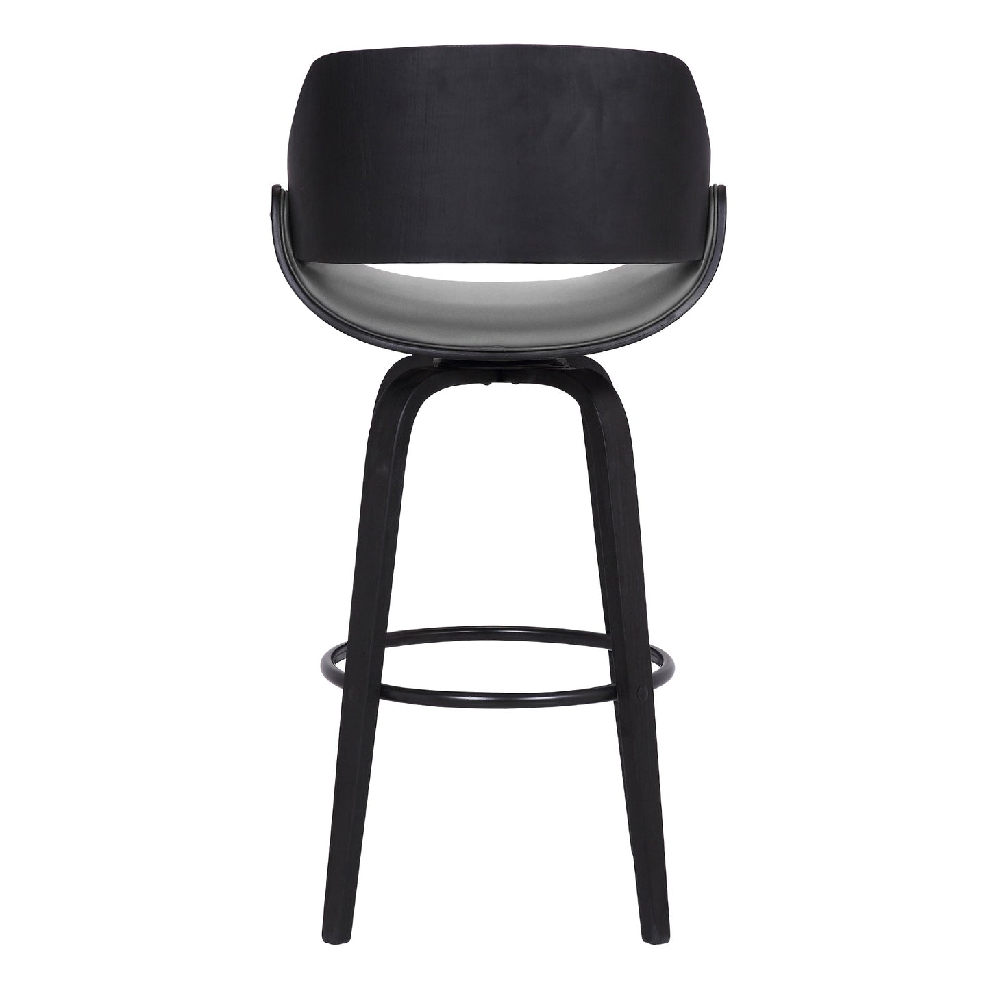 Mona Swivel Faux Leather Counter and Bar Height Stool with Wood Base