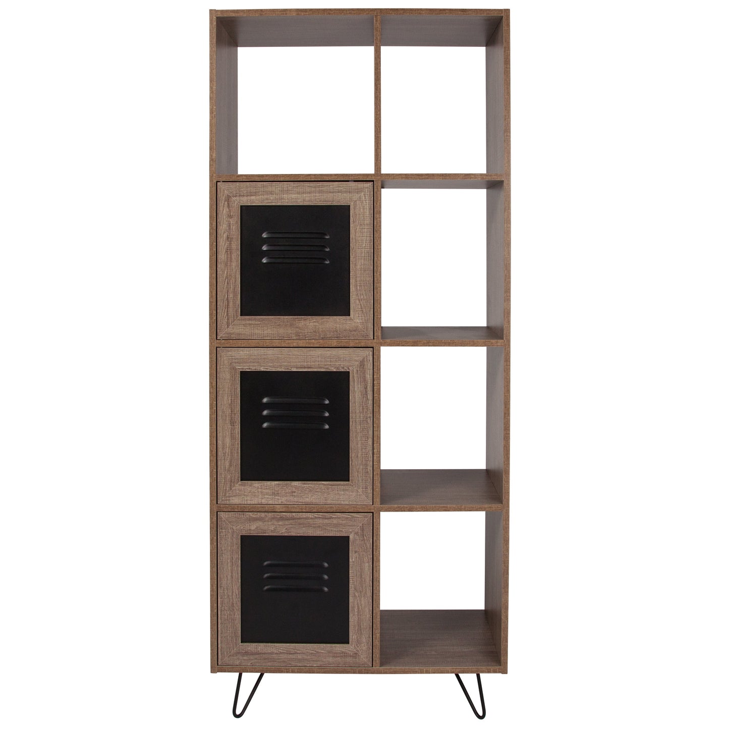63"H Rustic Bookshelf - Doors NAN-JN-21804B-GG