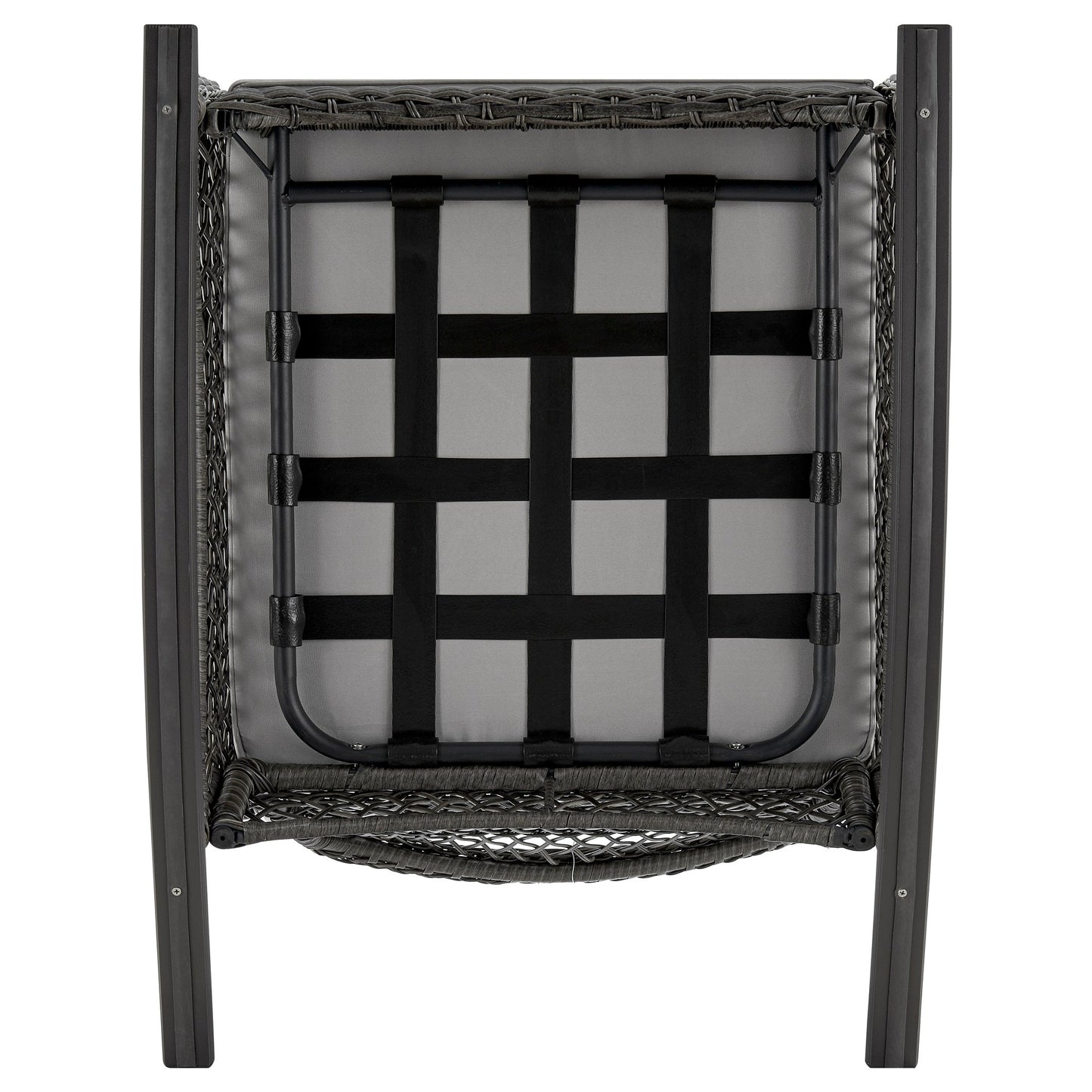 Manhattan Comfort Furttuo Steel Rattan Outdoor Rocking Chair with Cushions in Grey OD-CV017-GY