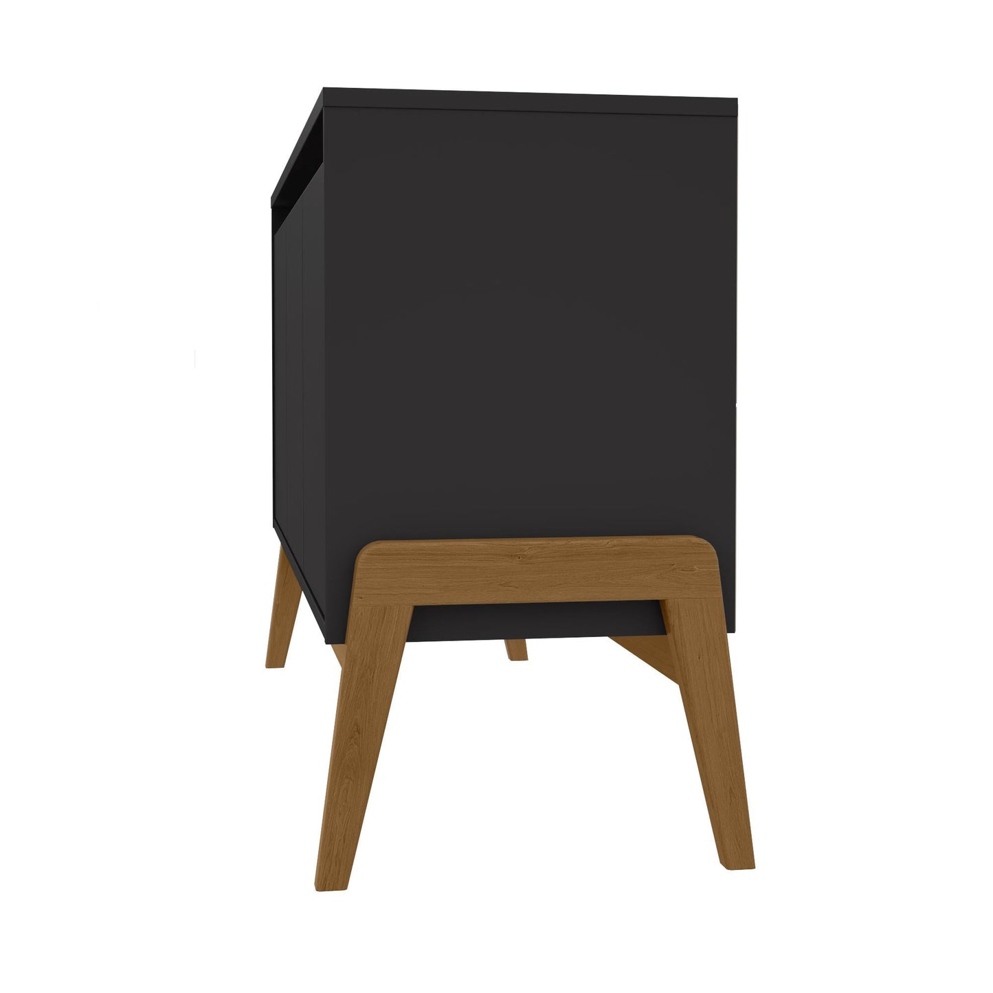 Manhattan Comfort Mid-Century Modern Gales 48.50 Sideboard with Solid Wood Legs in Matte Black SB-62676-BK