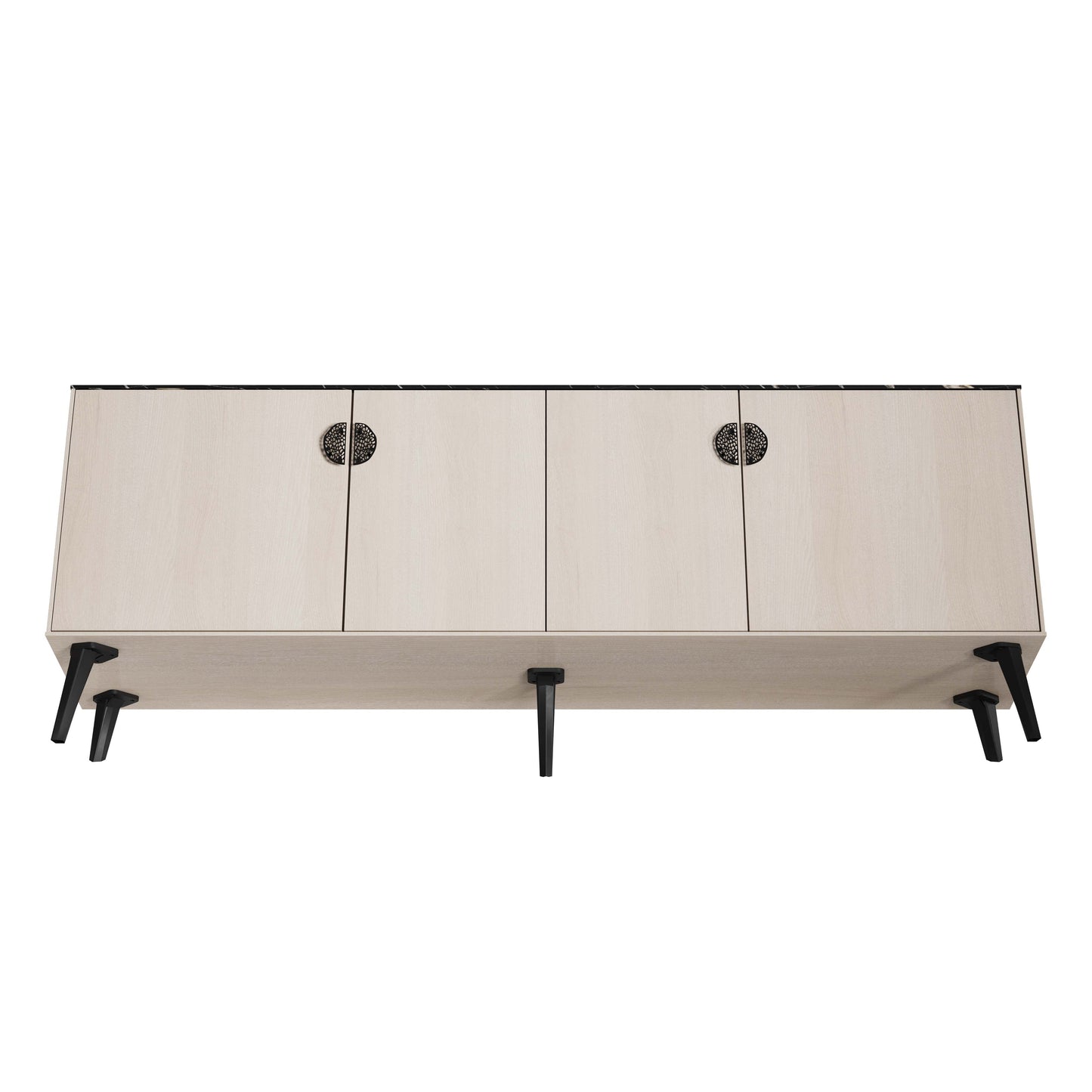 Manhattan Comfort Haley 78.7" Mid-Century Modern Sideboard in White and Black Marble SB002-WB