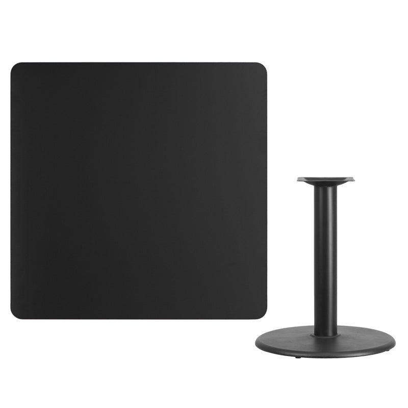 42SQ Black Table-24RD Base XU-BLKTB-4242-TR24-GG