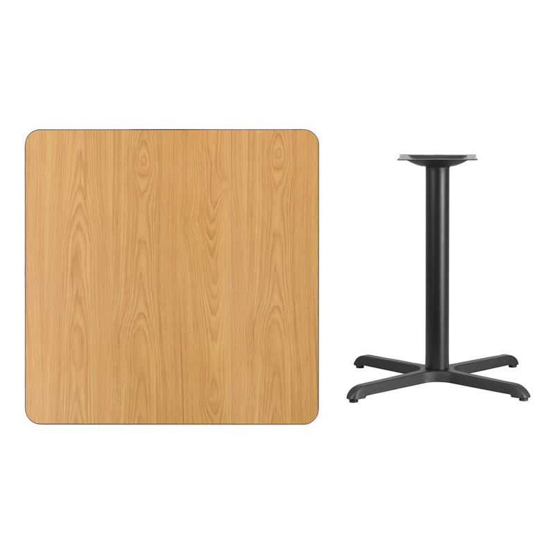 36SQ NA Laminate Table-X-Base XU-NATTB-3636-T3030-GG