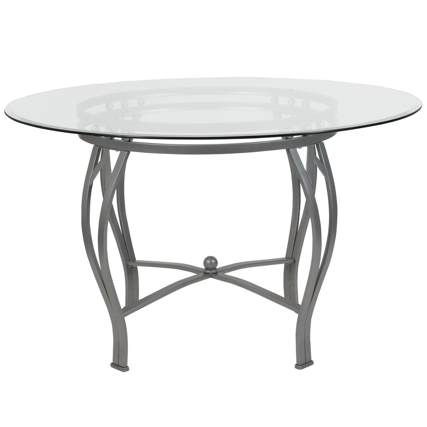 48RD Glass Table/Silver Frame XU-TBG-22-GG