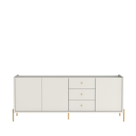 Manhattan Comfort Jasper 72.51" Sideboard with Steel Gold Legs in Off White Matte 1031251