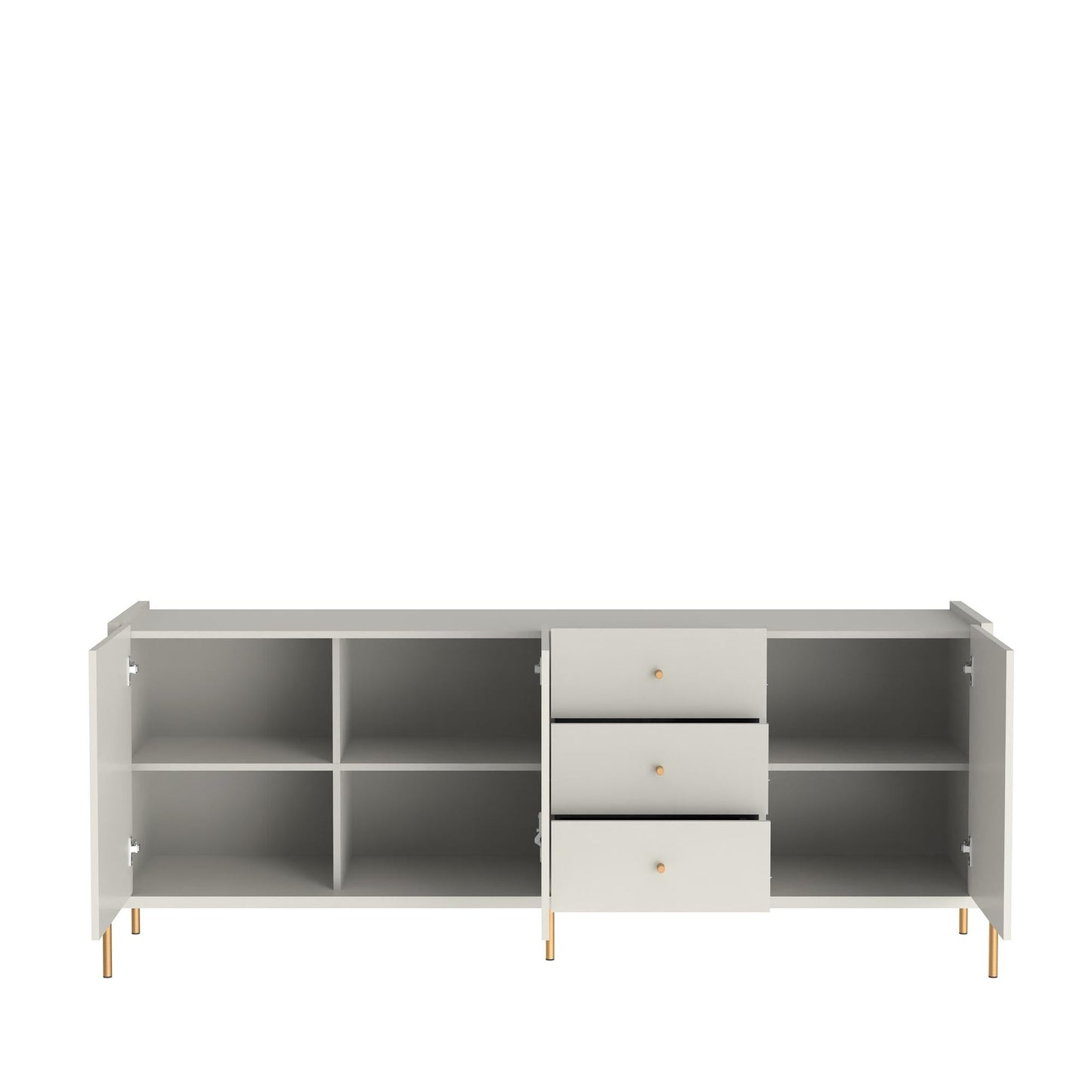 Manhattan Comfort Jasper 72.51" Sideboard with Steel Gold Legs in Off White Matte 1031251