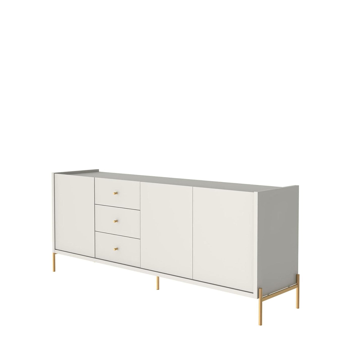 Manhattan Comfort Jasper 72.51" Sideboard with Steel Gold Legs in Off White Matte 1031251