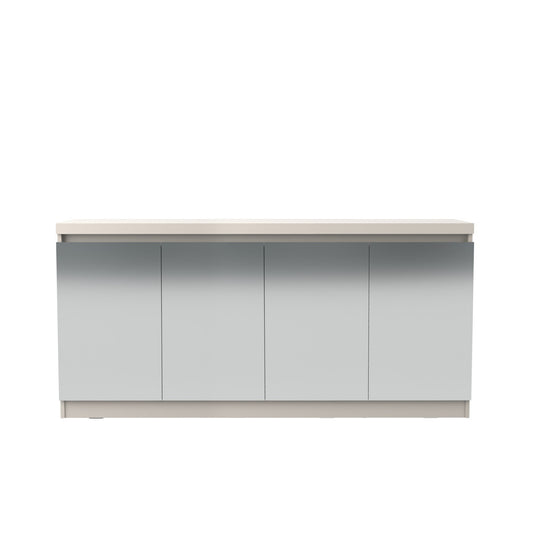Manhattan Comfort Viennese 62.99 in. 6-Shelf Buffet Cabinet with Mirrors in Off White 105955