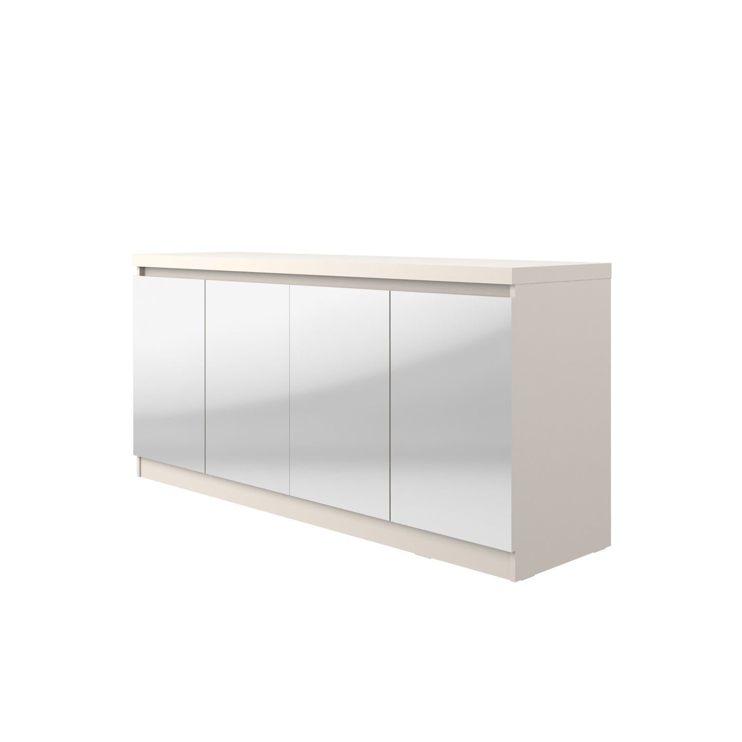 Manhattan Comfort Viennese 62.99 in. 6-Shelf Buffet Cabinet with Mirrors in Off White 105955