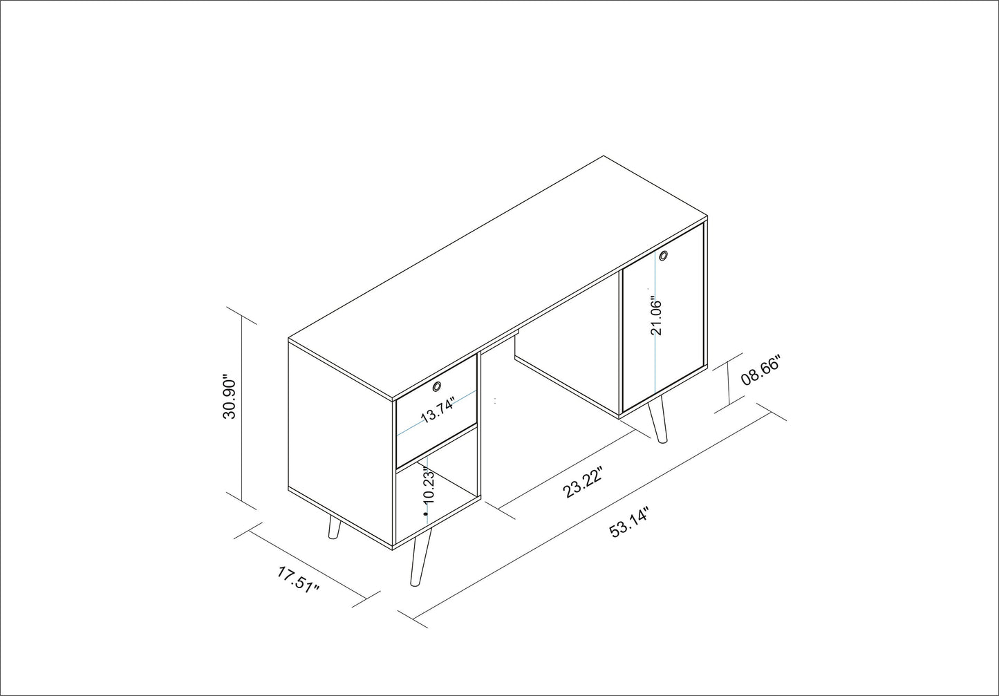 Manhattan Comfort Edgar 1-Drawer Mid-Century Office Desk in Dark Brown 133AMC163