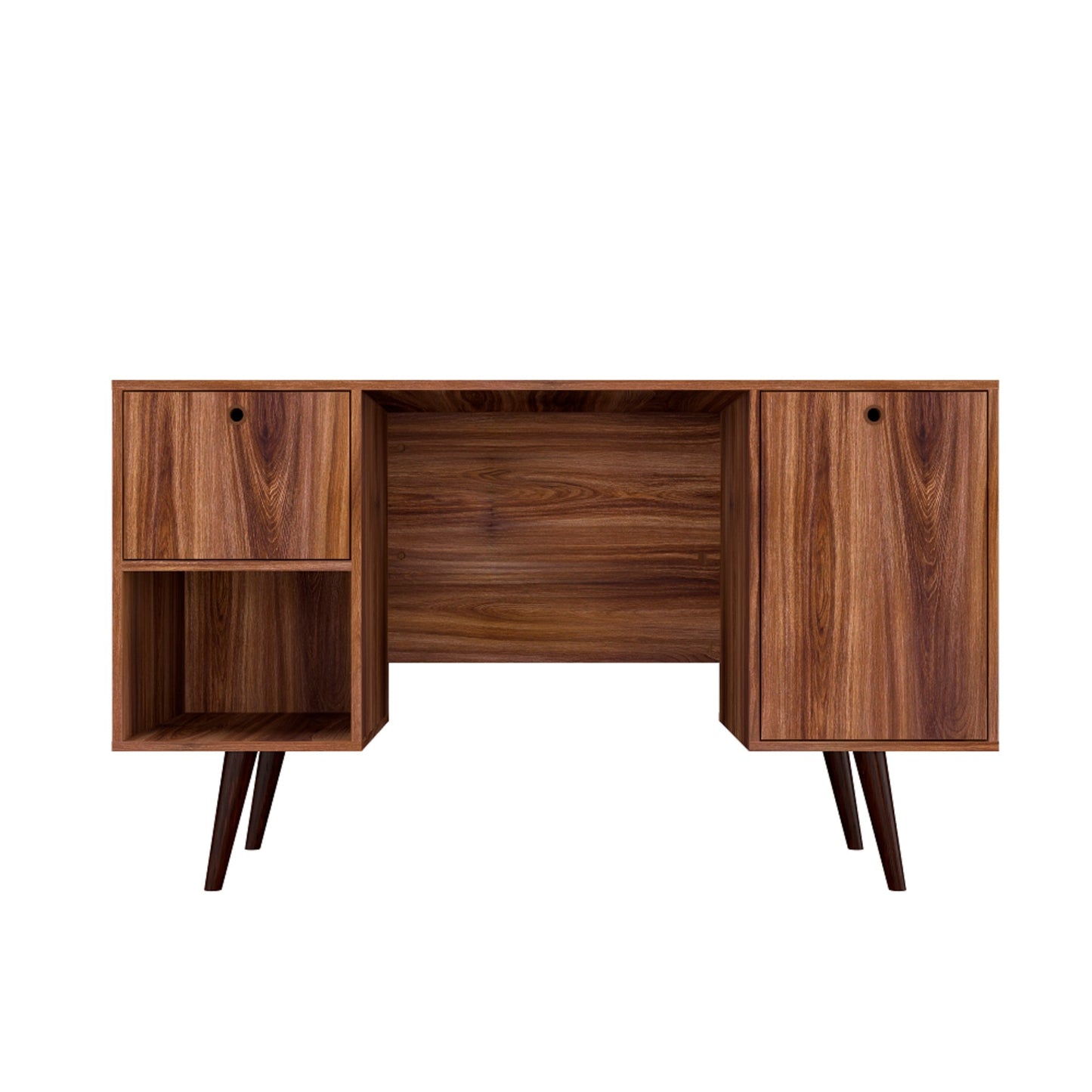 Manhattan Comfort Edgar 1-Drawer Mid-Century Office Desk in Dark Brown 133AMC163