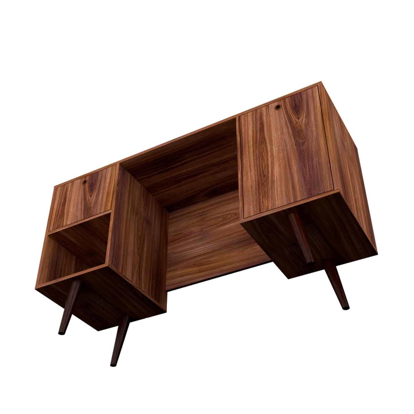 Manhattan Comfort Edgar 1-Drawer Mid-Century Office Desk in Dark Brown 133AMC163