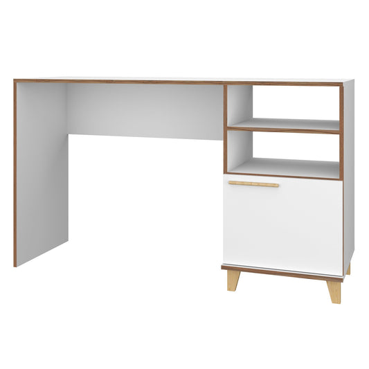 Manhattan Comfort Minetta 2-Shelf Mid-Century Office Desk in White 136AMC160