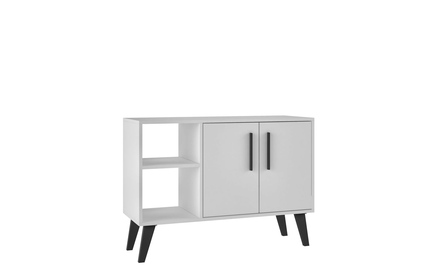 Manhattan Comfort Mid-Century- Modern Amsterdam 35.43" Sideboard with 4 Shelves in White 147AMC205
