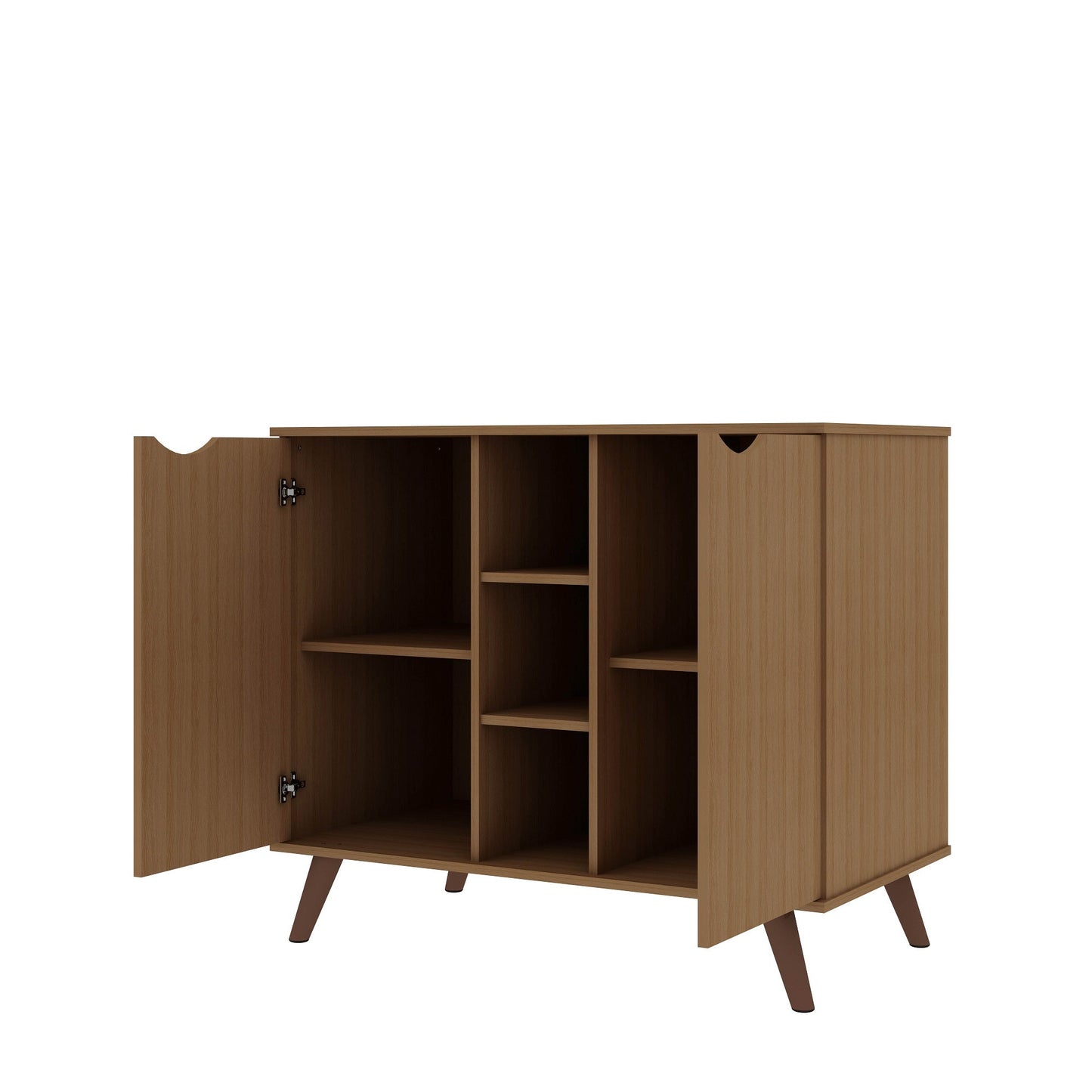 Manhattan Comfort Hampton 39.37 Buffet Stand Cabinet with 7 Shelves and Solid Wood Legs in Maple Cream 16PMC5