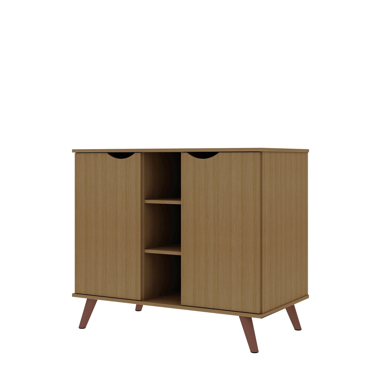 Manhattan Comfort Hampton 39.37 Buffet Stand Cabinet with 7 Shelves and Solid Wood Legs in Maple Cream 16PMC5