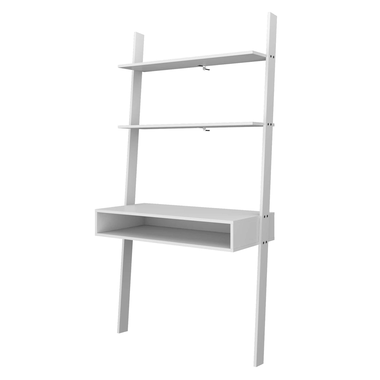 Manhattan Comfort Cooper Ladder Desk with 2 Floating Shelves in White 193AMC6