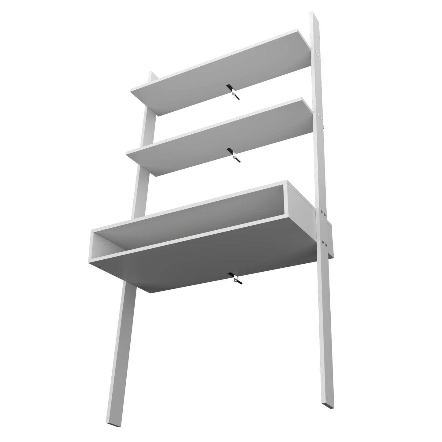 Manhattan Comfort Cooper Ladder Desk with 2 Floating Shelves in White 193AMC6