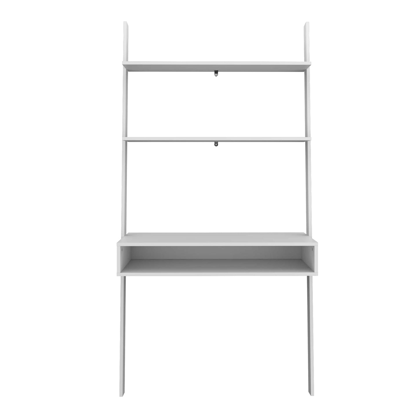 Manhattan Comfort Cooper Ladder Desk with 2 Floating Shelves in White 193AMC6