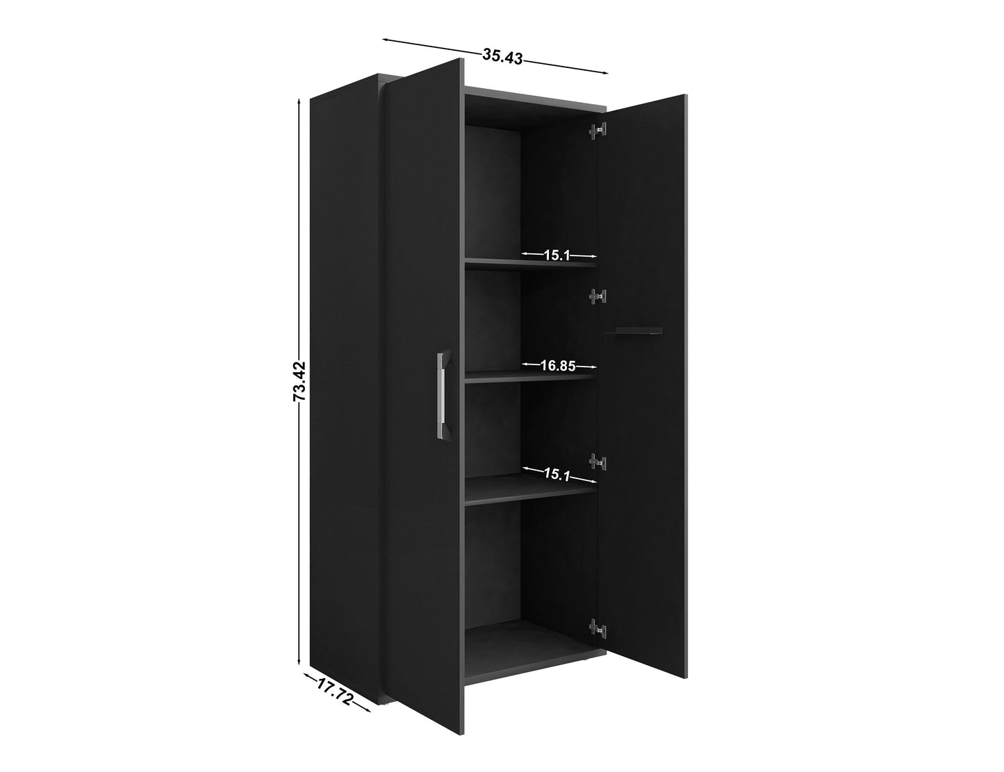 Manhattan Comfort Eiffel Storage Cabinet in Matte Black (Set of 2) 2-250BMC8