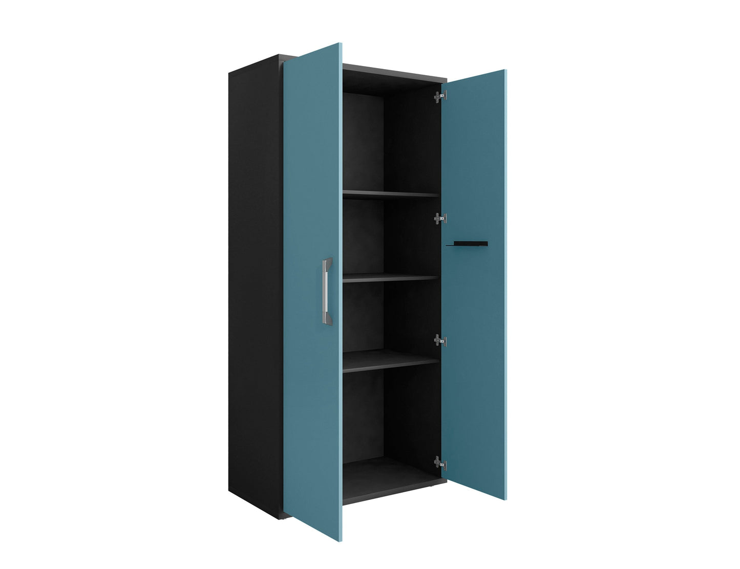 Manhattan Comfort Eiffel Storage Cabinet in Matte Black and Aqua Blue (Set of 2) 2-250BMC83
