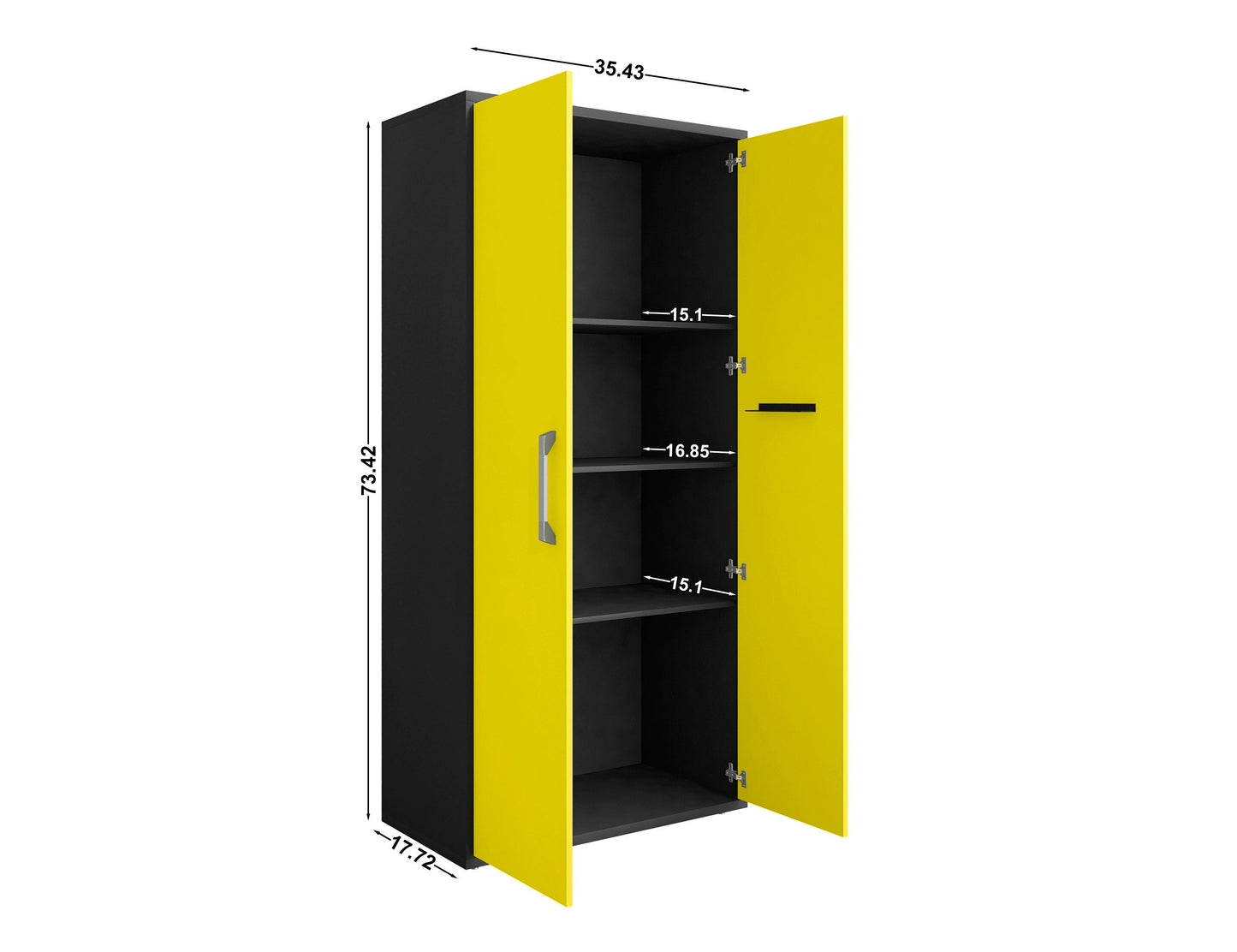 Manhattan Comfort Eiffel Storage Cabinet in Matte Black and Yellow (Set of 2) 2-250BMC84