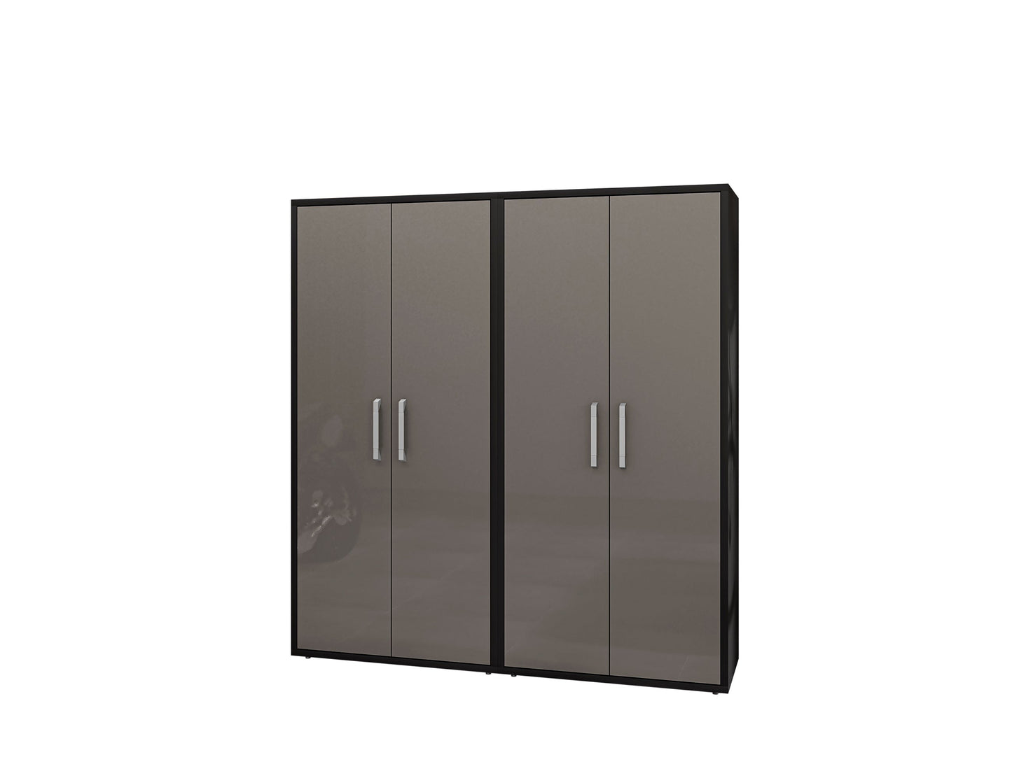 Manhattan Comfort Eiffel Storage Cabinet in Matte Black and Grey (Set of 2) 2-250BMC85