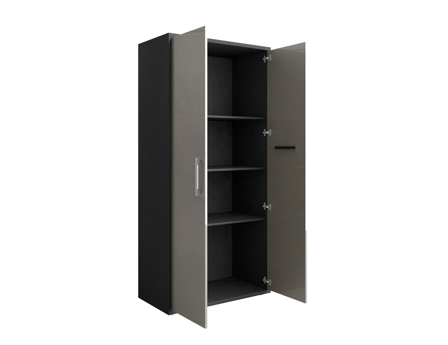 Manhattan Comfort Eiffel Storage Cabinet in Matte Black and Grey (Set of 2) 2-250BMC85