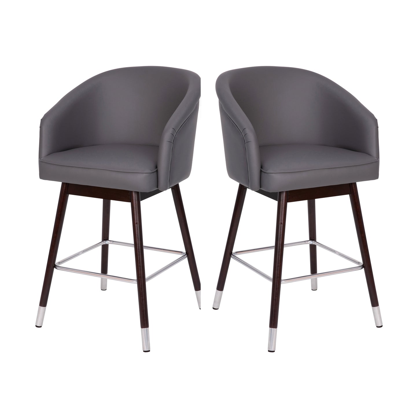 2PK Black Leather 26" Barstool 2-AY-1928-26-GY-GG