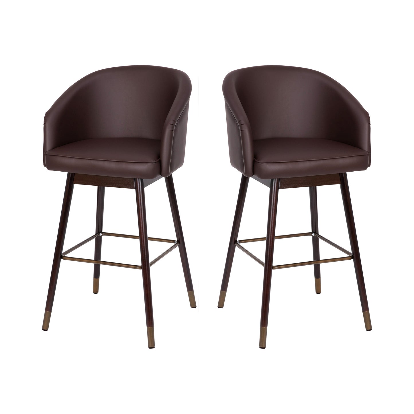 2PK Brown LeatherSoft Barstool 2-AY-1928-30-BR-GG