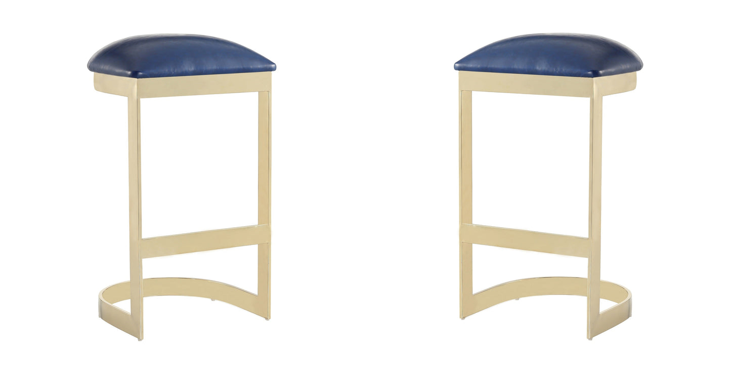 Manhattan Comfort Aura 28.54 in. Polished Brass Stainless Steel Bar Stool