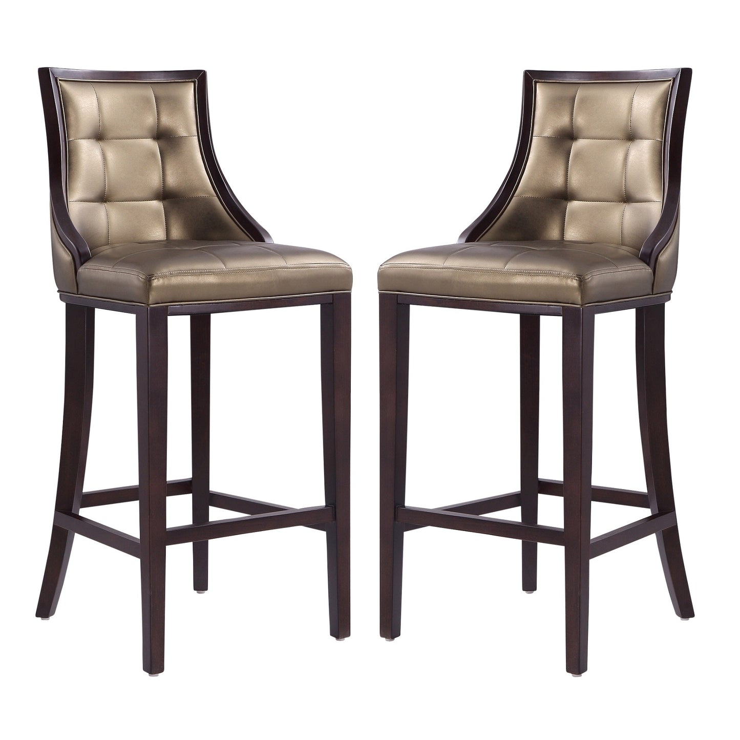 Manhattan Comfort Fifth Avenue 45 in. Bronze and Walnut Beech Wood Bar Stool (Set of 2) 2-BS007-BZ
