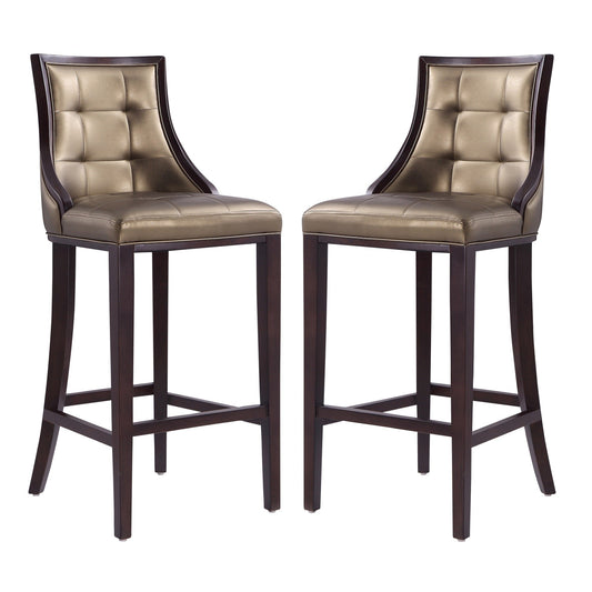 Manhattan Comfort Fifth Avenue 45 in. Bronze and Walnut Beech Wood Bar Stool (Set of 2) 2-BS007-BZ