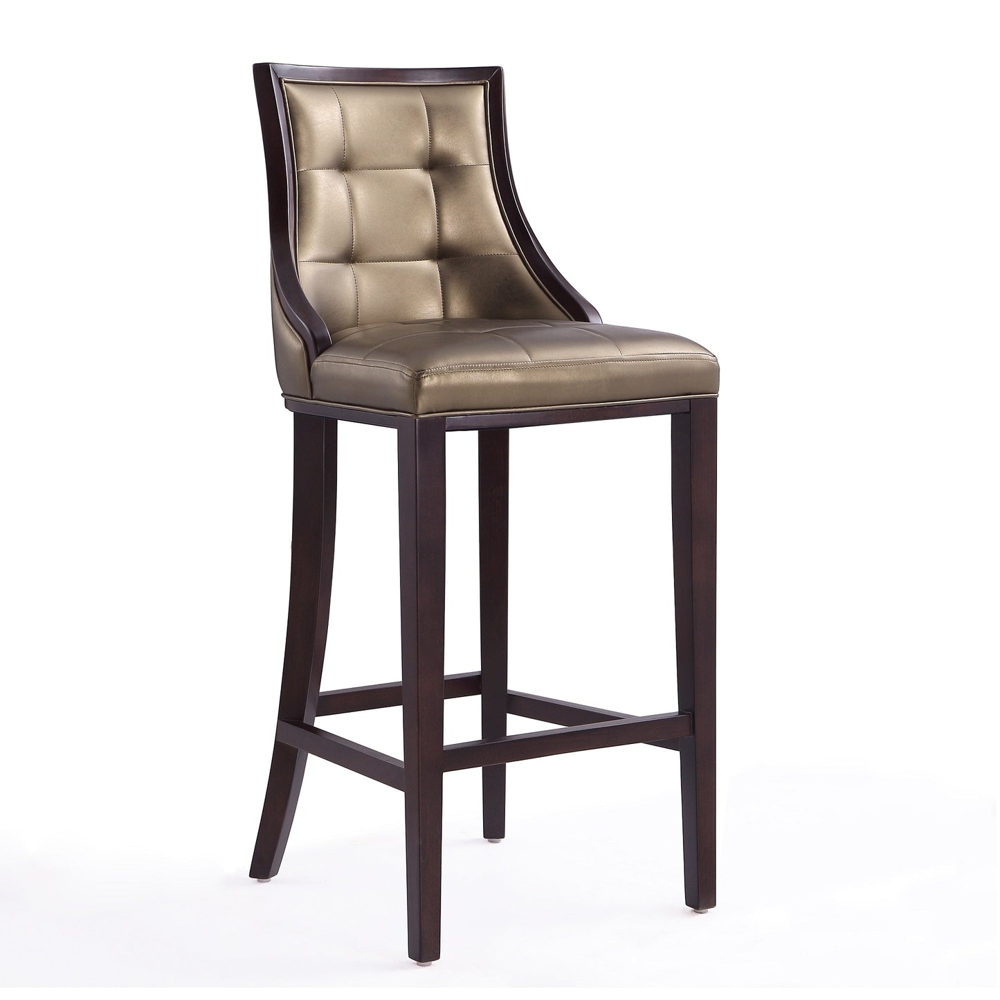 Manhattan Comfort Fifth Avenue 45 in. Bronze and Walnut Beech Wood Bar Stool (Set of 2) 2-BS007-BZ