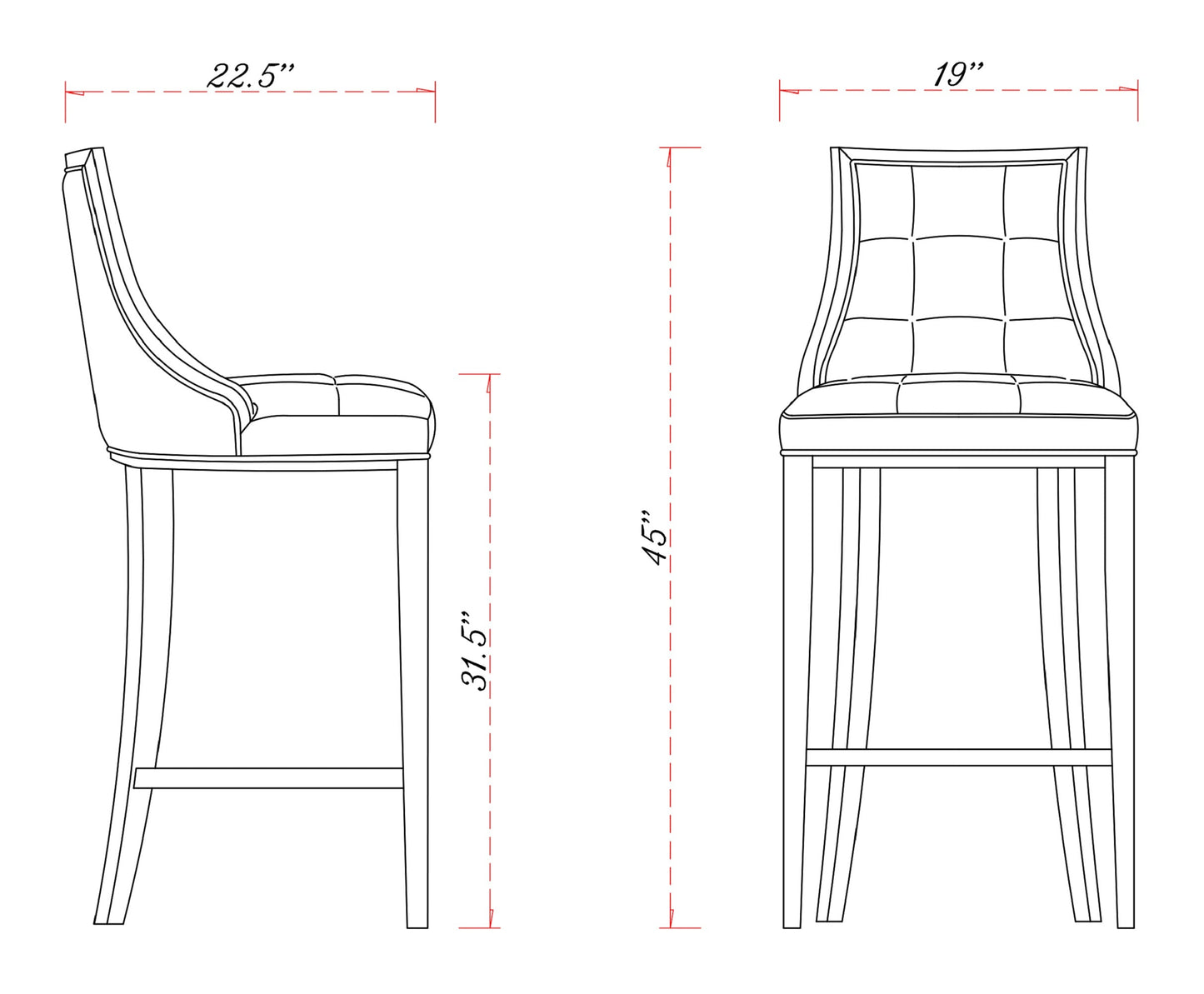 Manhattan Comfort Fifth Avenue Counter Height Bar Stool (Set of 2)